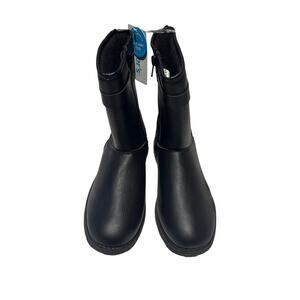 Caters 3 black side zip flat moto simple lug sole style riding boot 3/4 length